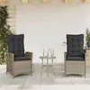 Image de vidaXL Chaises inclinables de jardin lot de 2 et coussins gris rotin 365267