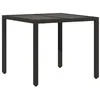Image de Table de jardin vidaXL dessus en verre Noir 90x90x75 cm Résine tressée