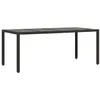 Image de Table de jardin vidaXL dessus en verre Noir 190x90x75cm Résine tressée