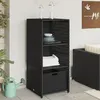 Image de vidaXL Garden Storage Cabinet Black 50x55x115 cm Poly Rattan, outdoor storage cabinet, outdoor cupboard, garden storage 365547