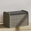Image de Banc de rangement avec coussin gris 80x51x52 cm résine tressée