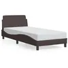 Image de vidaXL Cadre de Lit avec Tête de Lit, Lit Rembourré avec Sommier à Lattes, Lit Simple avec Pied, Lit Adulte de Chambre, Marron Foncé 80x200 cm Tissu 373068