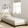 Image de vidaXL Cadre de Lit avec Tête de Lit, Lit Rembourré avec Sommier à Lattes, Lit Simple avec Pied, Lit Adulte de Chambre, 373070