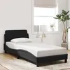 Image de vidaXL Cadre de Lit avec Tête de Lit, Lit Rembourré avec Sommier à Lattes, Lit Simple avec Pied, Lit Adulte de Chambre, Noir 373074