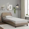 Image de vidaXL Cadre de Lit avec Tête de Lit, Lit Rembourré avec Sommier à Lattes, Lit Simple avec Pied Chambre, Cappuccino 80x200 373082