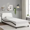 Image de vidaXL Bedframe met hoofdbord kunstleer wit en zwart 80x200 cm373084