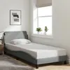Image de vidaXL Cadre de Lit avec Tête de Lit, Lit Rembourré avec Sommier à Lattes, Lit Simple avec Pied, Lit Adulte de Chambre, Gris 373085