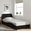 Image de Cadre de lit avec tête de lit sans matelas noir 90x190 cm tissu