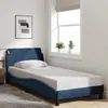 Image de vidaXL Cadre de Lit avec Tête de Lit, Lit Rembourré avec Sommier à Lattes, Lit Simple avec Pied, Lit Adulte de Chambre, Bleu 373091