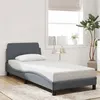 Image de vidaXL Cadre de Lit avec Tête de Lit, Lit Rembourré avec Sommier à Lattes, Lit Simple avec Pied, Lit Adulte de Chambre, Gris 373093