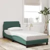 Image de vidaXL Cadre de Lit avec Tête de Lit, Lit Rembourré avec Sommier à Lattes, Lit Simple avec Pied, Lit Adulte de Chambre, Vert 373095