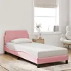 Image de vidaXL Cadre de Lit avec Tête de Lit, Lit Rembourré avec Sommier à Lattes, Lit Simple avec Pied, Lit Adulte de Chambre, Rose 373097