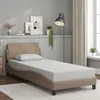 Image de vidaXL Cadre de Lit avec Tête de Lit, Lit Rembourré avec Sommier à Lattes, Lit Simple avec Pied Chambre, Cappuccino 80x200 373102