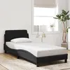 Image de vidaXL Cadre de Lit avec Tête de Lit, Lit Rembourré avec Sommier à Lattes, Lit Simple avec Pied, Lit Adulte de Chambre, Noir 373114