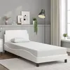 Image de vidaXL Cadre de Lit avec Tête de Lit, Lit Rembourré avec Sommier à Lattes, Lit Simple avec Pied, Lit Adulte de Chambre, 373119