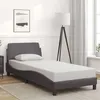 Image de vidaXL Cadre de Lit avec Tête de Lit, Lit Rembourré avec Sommier à Lattes, Lit Simple avec Pied, Lit Adulte de Chambre, Gris 373121