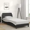 Image de vidaXL Cadre de Lit avec Tête de Lit, Lit Rembourré avec Sommier à Lattes, Lit Simple avec Pied Chambre, Noir et Blanc 373123