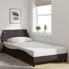 Image de vidaXL Cadre de Lit avec Tête de Lit, Lit Rembourré avec Sommier à Lattes, Lit Simple avec Pied Chambre, Marron Foncé 373128