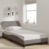 Image de vidaXL Cadre de Lit avec Tête de Lit, Lit Rembourré avec Sommier à Lattes, Lit Simple avec Pied Chambre à Coucher, Taupe 373129