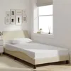 Image de vidaXL Cadre de Lit avec Tête de Lit, Lit Rembourré avec Sommier à Lattes, Lit Simple avec Pied Chambre à Coucher, Crème 373130