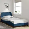 Image de vidaXL Cadre de Lit avec Tête de Lit, Lit Rembourré avec Sommier à Lattes, Lit Simple avec Pied Chambre à Coucher, Bleu 100 373131