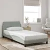 Image de vidaXL Cadre de Lit avec Tête de Lit, Lit Rembourré avec Sommier à Lattes, Lit Simple avec Pied Chambre, Gris Clair 100x200 373132
