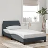 Image de vidaXL Cadre de Lit avec Tête de Lit, Lit Rembourré avec Sommier à Lattes, Lit Simple avec Pied Chambre, Gris Foncé 100x200 373133
