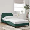 Image de vidaXL Cadre de Lit avec Tête de Lit, Lit Rembourré avec Sommier à Lattes, Lit Simple avec Pied Chambre, Vert Foncé 100x200 373135