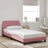 Image de vidaXL Cadre de Lit avec Tête de Lit, Lit Rembourré avec Sommier à Lattes, Lit Simple avec Pied Chambre à Coucher, Rose 373137