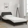 Image de vidaXL Cadre de Lit avec Tête de Lit, Lit Rembourré avec Sommier à Lattes, Lit Simple avec Pied Chambre, Noir 100x200 cm 373138