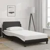 Image de vidaXL Cadre de Lit et Tête de Lit, Lit Rembourré avec Sommier à Lattes, Lit Simple avec Pied Chambre, Noir et Blanc 100x200 373143