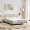 Image de vidaXL Cadre de Lit avec Tête de Lit, Lit Rembourré avec Sommier à Lattes, Lit Simple avec Pied Chambre à Coucher, Crème 373150
