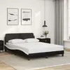 Image de vidaXL Cadre de Lit et Tête de Lit, Lit Rembourré avec Sommier à Lattes, Lit Double avec Pied Chambre, Noir et Blanc 120x200 373163