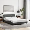 Image de Cadre de lit sans matelas gris foncé 140x190 cm tissu