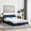 Image de vidaXL Cadre de Lit avec Tête de Lit, Lit Rembourré avec Sommier à Lattes, Lit Double avec Pied Chambre à Coucher, Bleu 373171