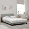 Image de vidaXL Cadre de Lit avec Tête de Lit, Lit Rembourré avec Sommier à Lattes, Lit Double avec Pied Chambre à Coucher, Gris 373172