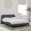 Image de vidaXL Cadre de Lit avec Tête de Lit, Lit Rembourré avec Sommier à Lattes, Lit Double avec Pied Chambre à Coucher, Gris 373173