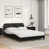 Image de vidaXL Cadre de Lit avec Tête de Lit, Lit Rembourré avec Sommier à Lattes, Lit Double avec Pied Chambre à Coucher, Noir 373178