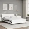 Image de vidaXL Bedframe met hoofdbord kunstleer wit en zwart 140x190 cm373184