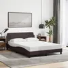 Image de vidaXL Cadre de Lit avec Tête de Lit, Lit Rembourré avec Sommier à Lattes, Lit Double avec Pied Chambre à Coucher, Marron 373188