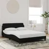 Image de vidaXL Cadre de Lit avec Tête de Lit, Lit Rembourré avec Sommier à Lattes, Lit Double avec Pied Chambre à Coucher, Noir 373194