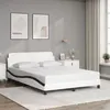 Image de Cadre de lit sans matelas blanc et noir 140x200 cm similicuir