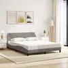Image de vidaXL Cadre de Lit avec Tête de Lit, Lit Rembourré avec Sommier à Lattes, Lit Double avec Pied Chambre à Coucher, Taupe 373209