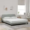 Image de Cadre de lit sans matelas gris clair 160x200 cm velours