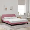 Image de vidaXL Cadre de Lit avec Tête de Lit, Lit Rembourré avec Sommier à Lattes, Lit Double avec Pied Chambre à Coucher, Rose 373217