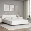 Image de vidaXL Cadre de Lit avec Tête de Lit, Lit Rembourré avec Sommier à Lattes, Lit Double avec Pied Chambre à Coucher, Blanc 373219