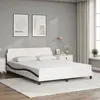 Image de vidaXL Cadre de Lit et Tête de Lit, Lit Rembourré avec Sommier à Lattes, Lit Double avec Pied Chambre à Coucher, Blanc et 373224