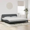 Image de vidaXL Cadre de Lit sans Matelas, Lit Rembourré avec Sommier à Lattes, Lit Double avec Pied Chambre à Coucher, Gris Foncé 373253
