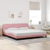Image de vidaXL Cadre de Lit sans Matelas, Lit Rembourré avec Sommier à Lattes, Lit Double avec Pied Chambre à Coucher, Rose 200x200 373257