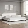 Image de vidaXL Cadre de Lit sans Matelas, Lit Rembourré avec Sommier à Lattes, Lit Double avec Pied Chambre à Coucher, Blanc 200x200 373259